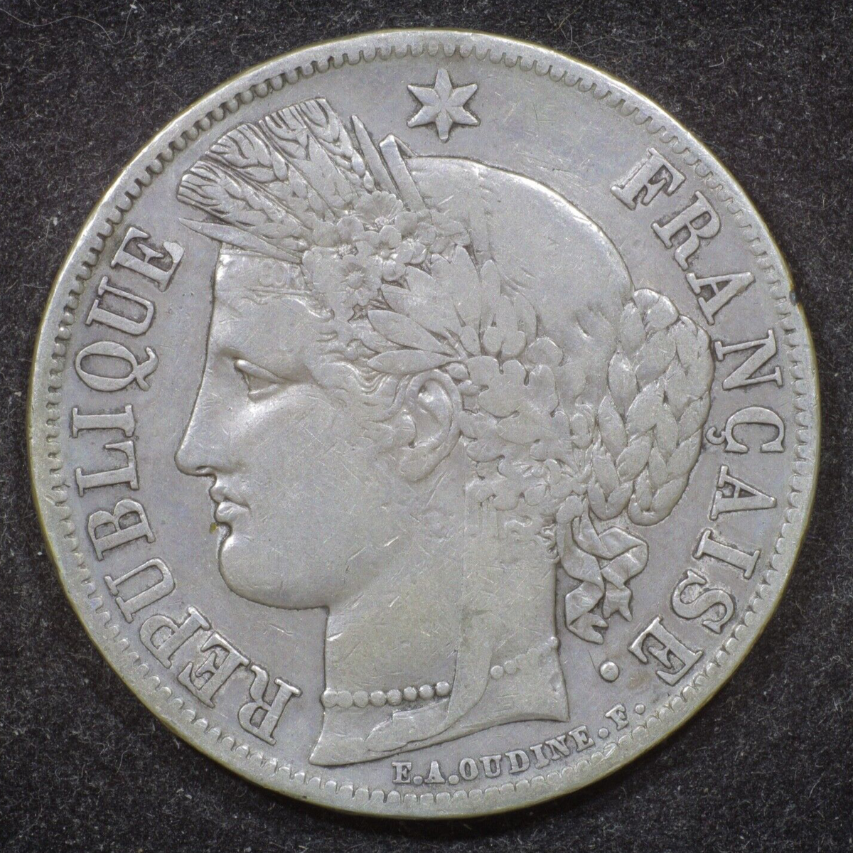 フランス 5フラン銀貨 1851年A（パリ鋳造）Cérèsタイプ 1851 A France