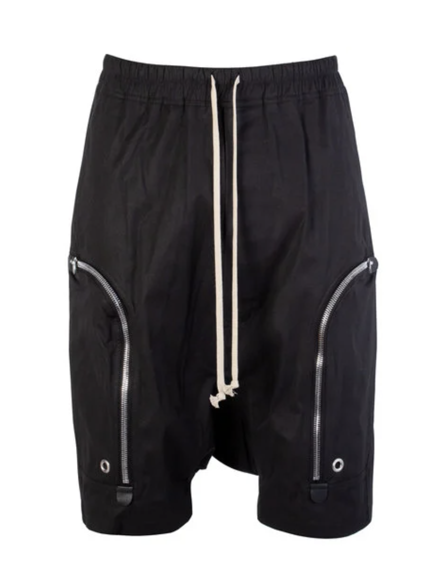 RICK OWENS CARGO PODS SHORTS BLACK Zipper Drawstring Tecuatl Size