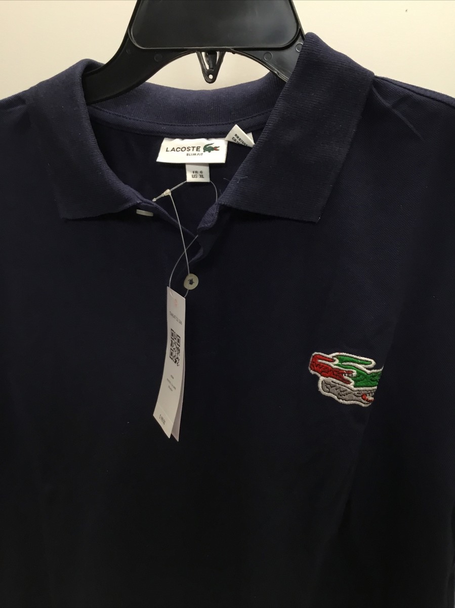 Lacoste Men's, Slim Fit 3 Crocodile Logo Polo Shirt, Navy, Medium