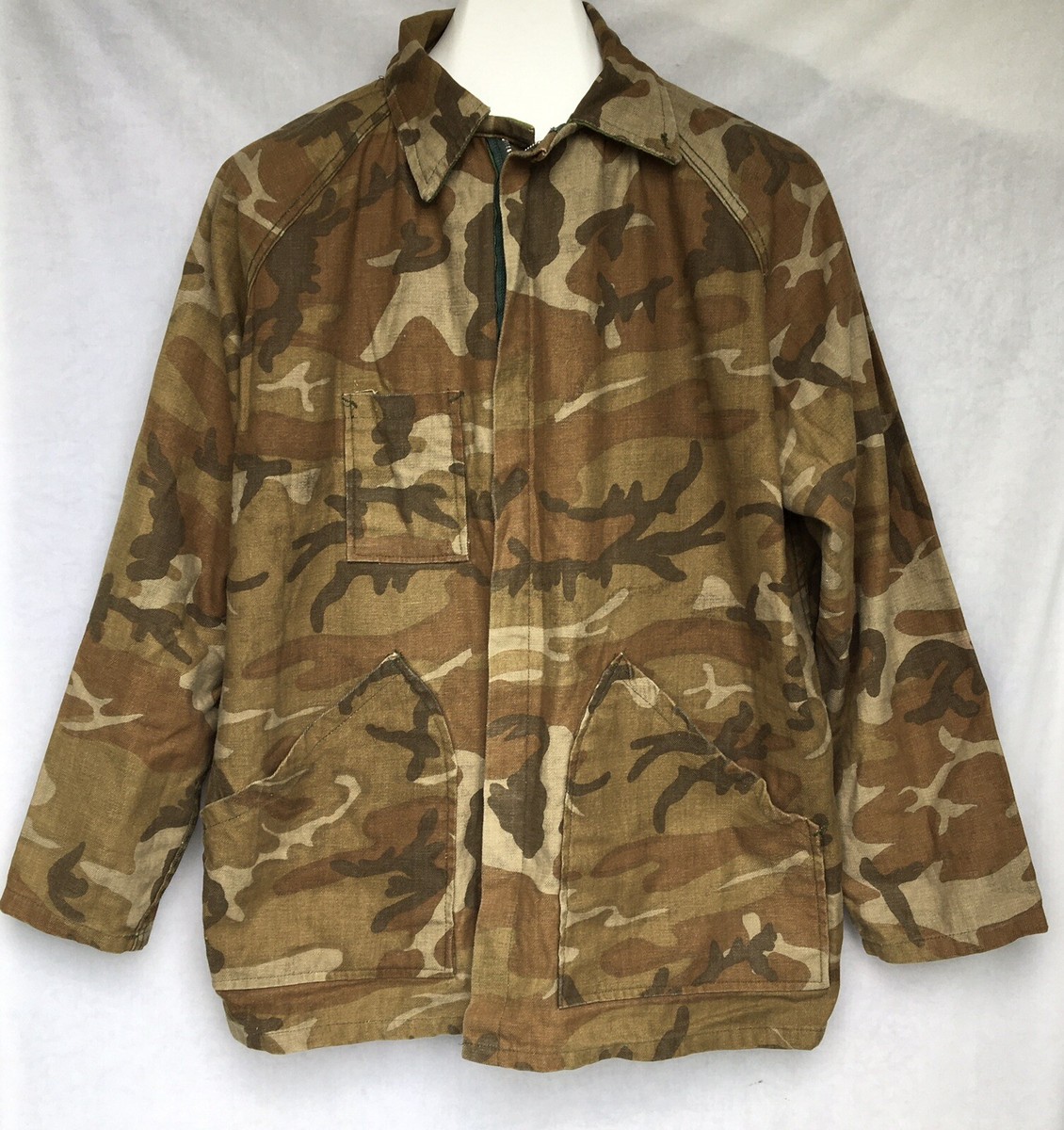 Vtg Ranger Camo Reversible Green Brown Jacket Hunting Military