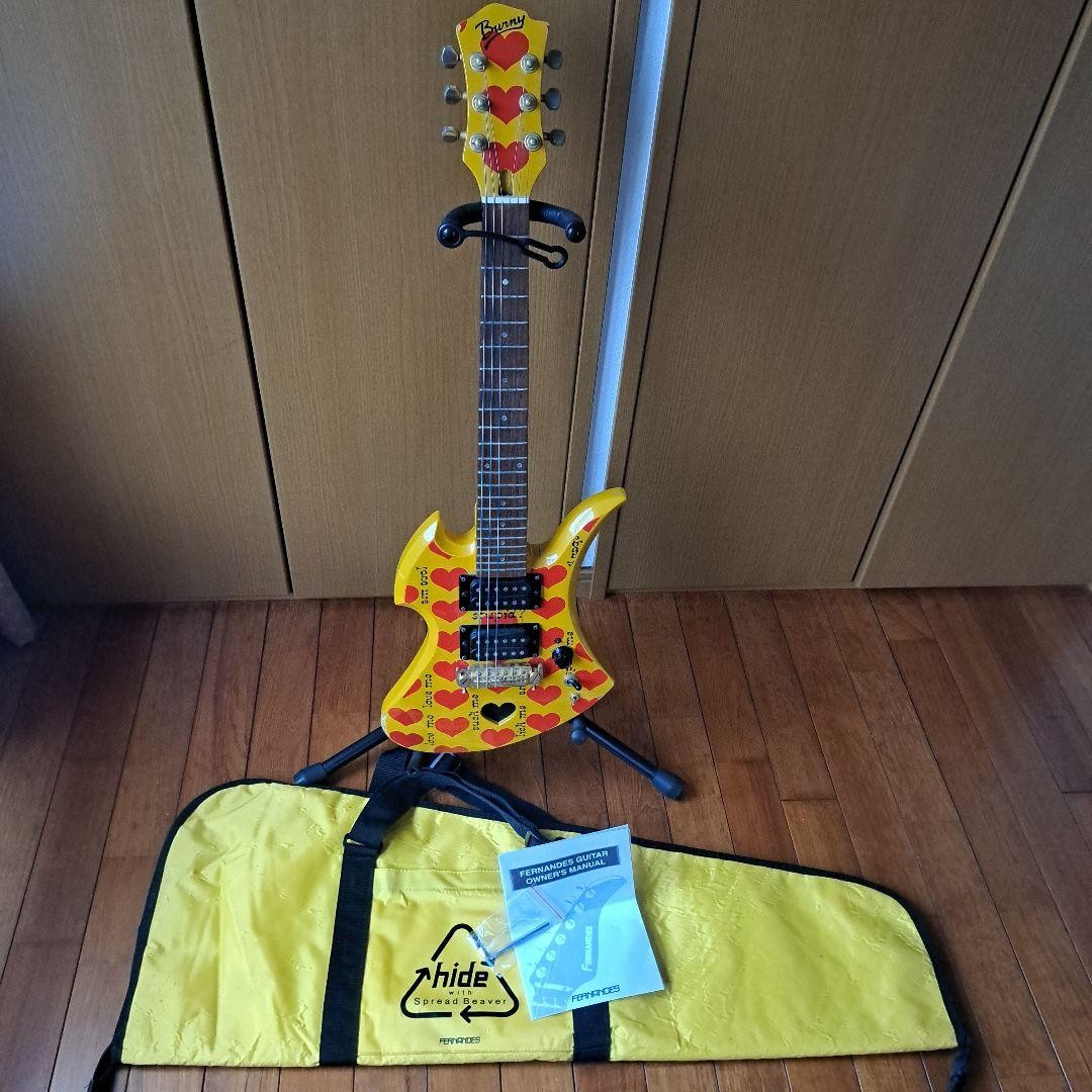 Electric Guitar Burny YH-JR. Heart Yellow X Japan Hide Signature