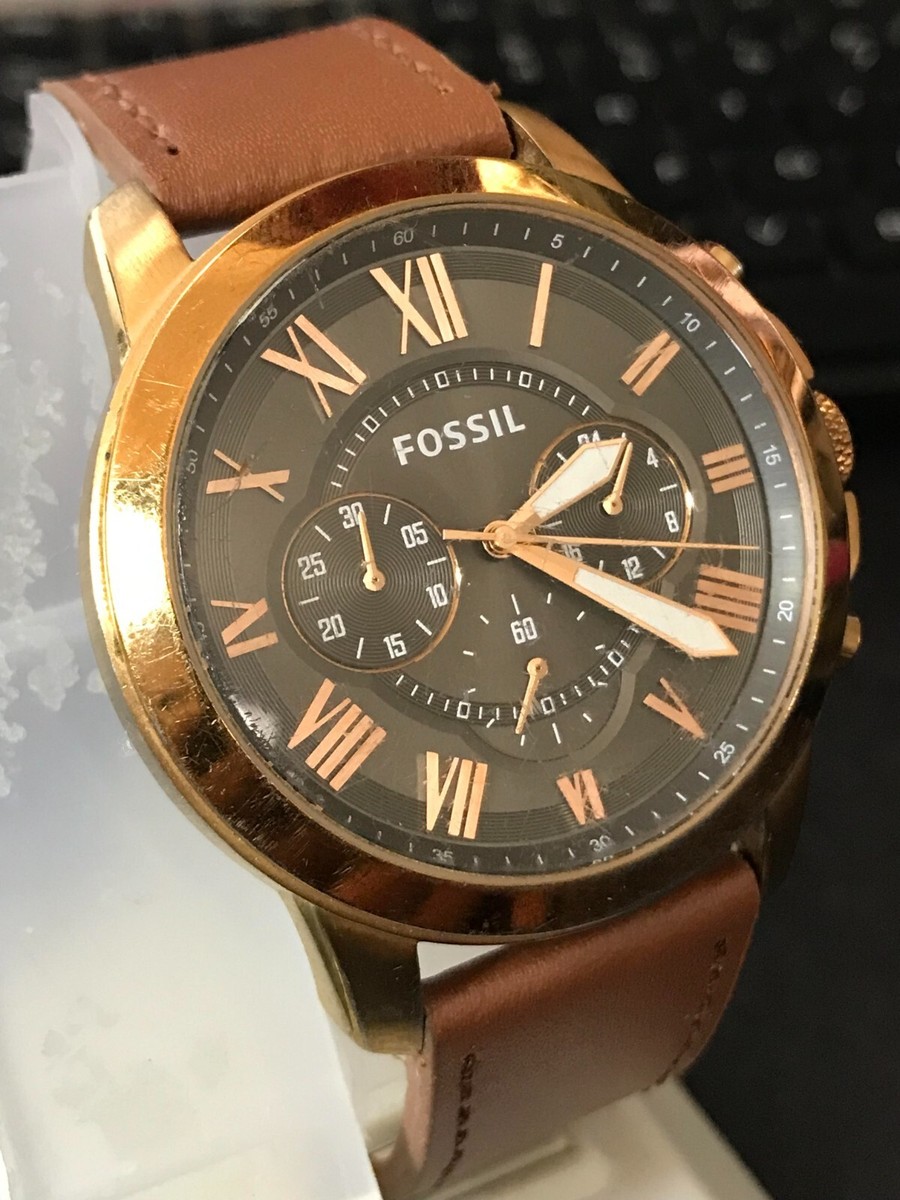 Fossil Grant FS5085 Black Dial 43mm Large Quartz Men's Watch, Run