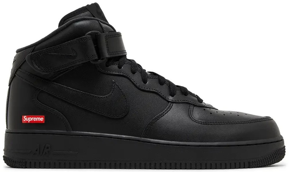 Nike Supreme x Air Force 1 Mid Box Logo - Triple Black for Sale