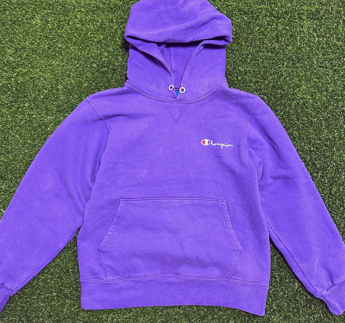 80s Vintage Champion Reverse Weave Hoodie Sweatshirt M Purple v