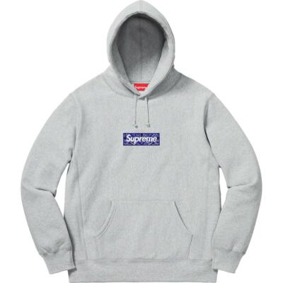 Supreme Bandana Box Logo Hooded Sweatshirt Heather Grey Large F/W