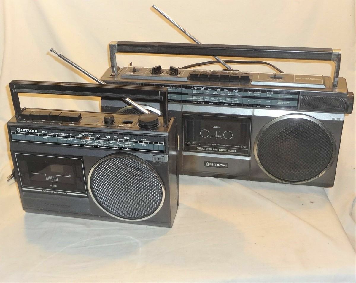 VINTAGE 1980s LOT OF 2 HITACHI TRK 6830E & TRK 510E RADIO CASSETTE