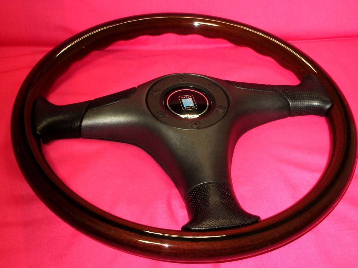 NARDI Z5 Steering Wheel 36.5Φ Wood & Black Pad Vintage Genuine F/S