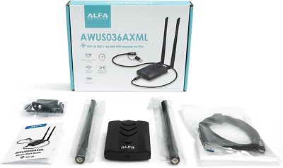 ALFA AWUS036AXML 802.11axe WiFi 6E USB 3.0 Adapter AXE3000, Tri