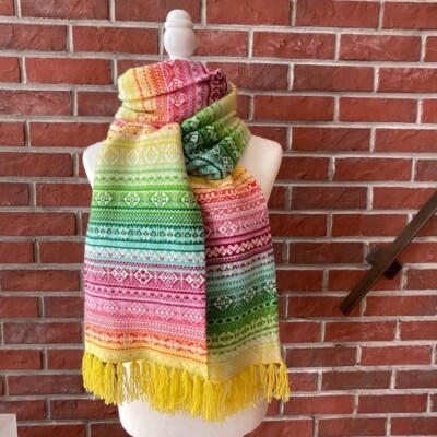 Ballantyne Scotland Double Cashmere Multicolor Graphic Knit