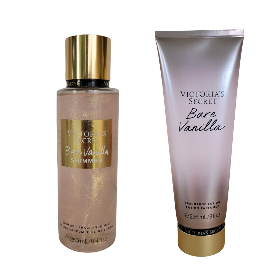 2 NEW VICTORIA'S SECRET BARE VANILLA BODY CREAM + SHIMMER MIST 8