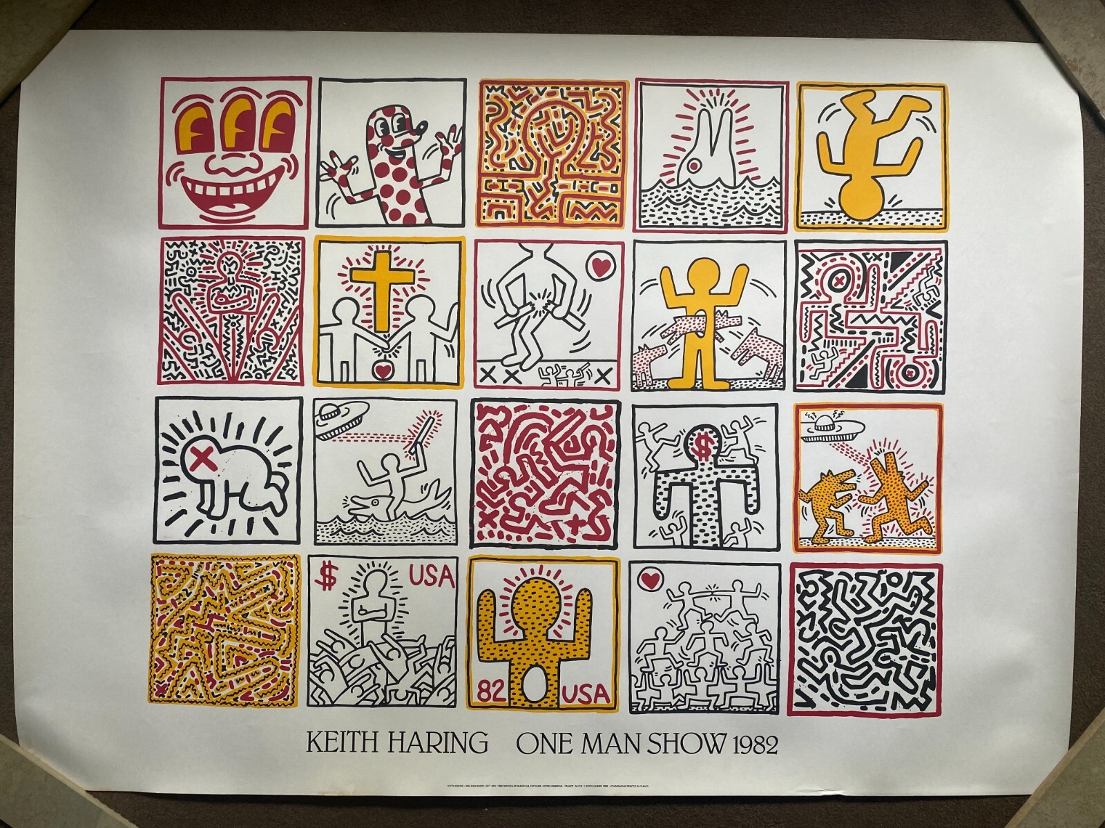 キース ヘリング ポスター One Man Show 1982 額装品 KEITH HARING