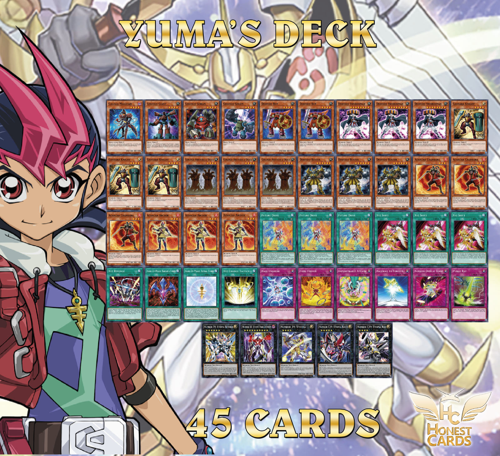 Yugioh ZeXal Complete Yuma Tsukumo Deck Gagaga Magician + Utopia