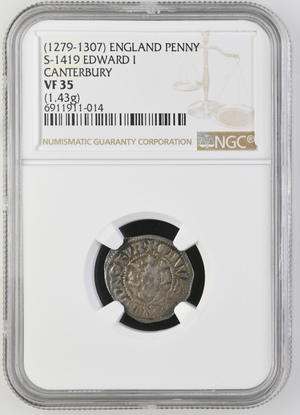 England - 1279-1307 Edward I Silver Penny - NGC VF35 - Canterbury