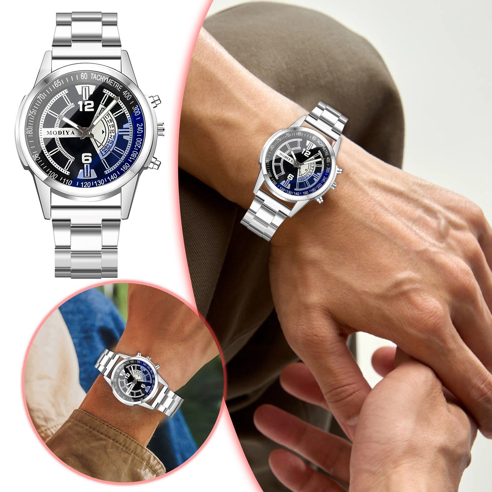 MODIYA Fashion Stainless Steel Quartz Watch For Men Watch | eBay