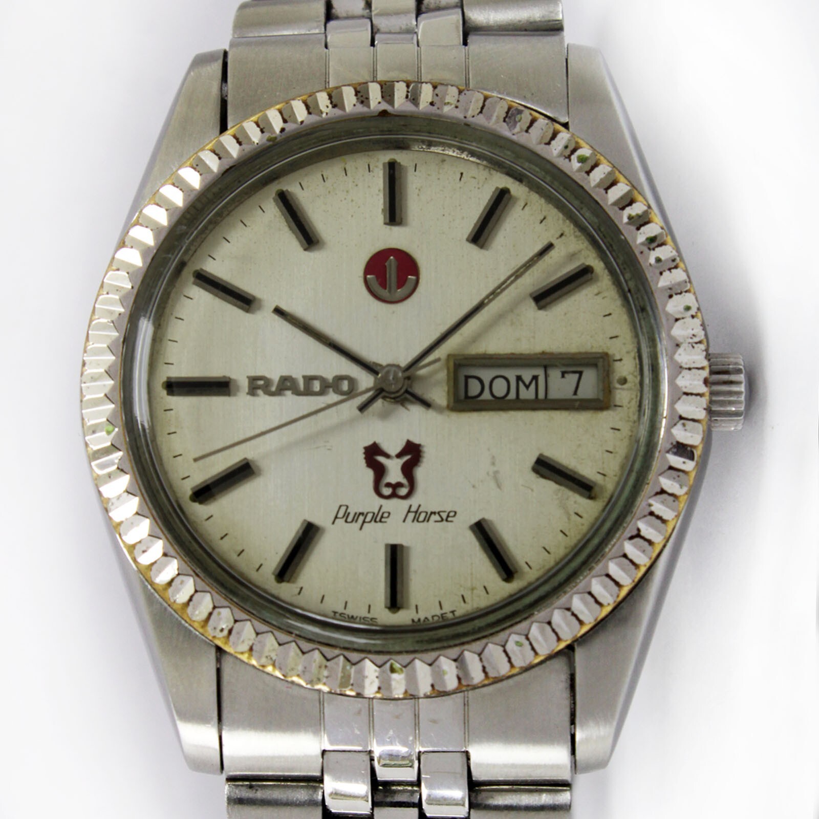 Vintage RADO Purple Horse Automatic Quick D/D Steel Fluted Bezel