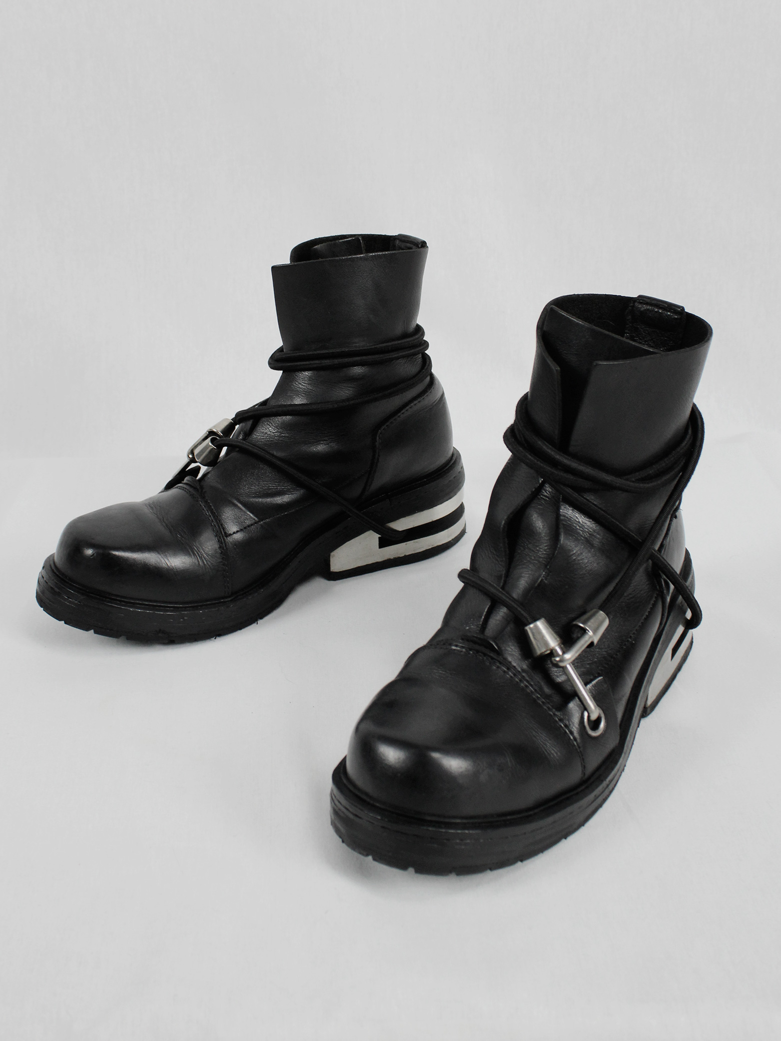 Dirk Bikkembergs black boots with black elastic and metal slit