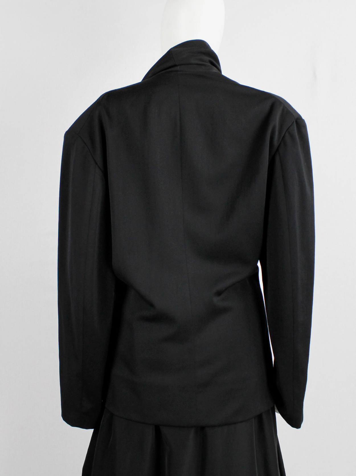 Yohji Yamamoto black asymmetric jacket with double folded draped