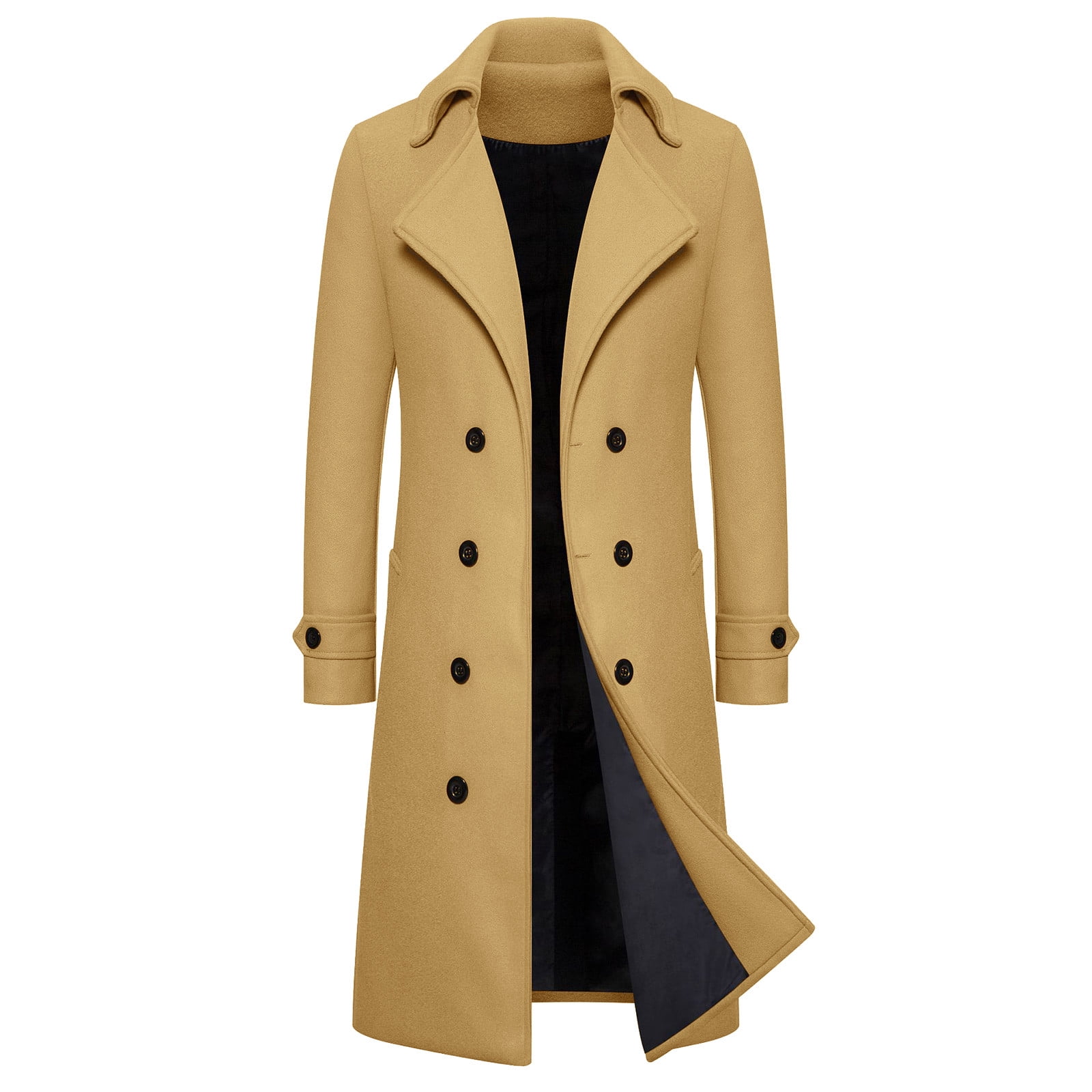 Double Breasted Classic Lapel Windproof Overcoat Fashion Outerwear