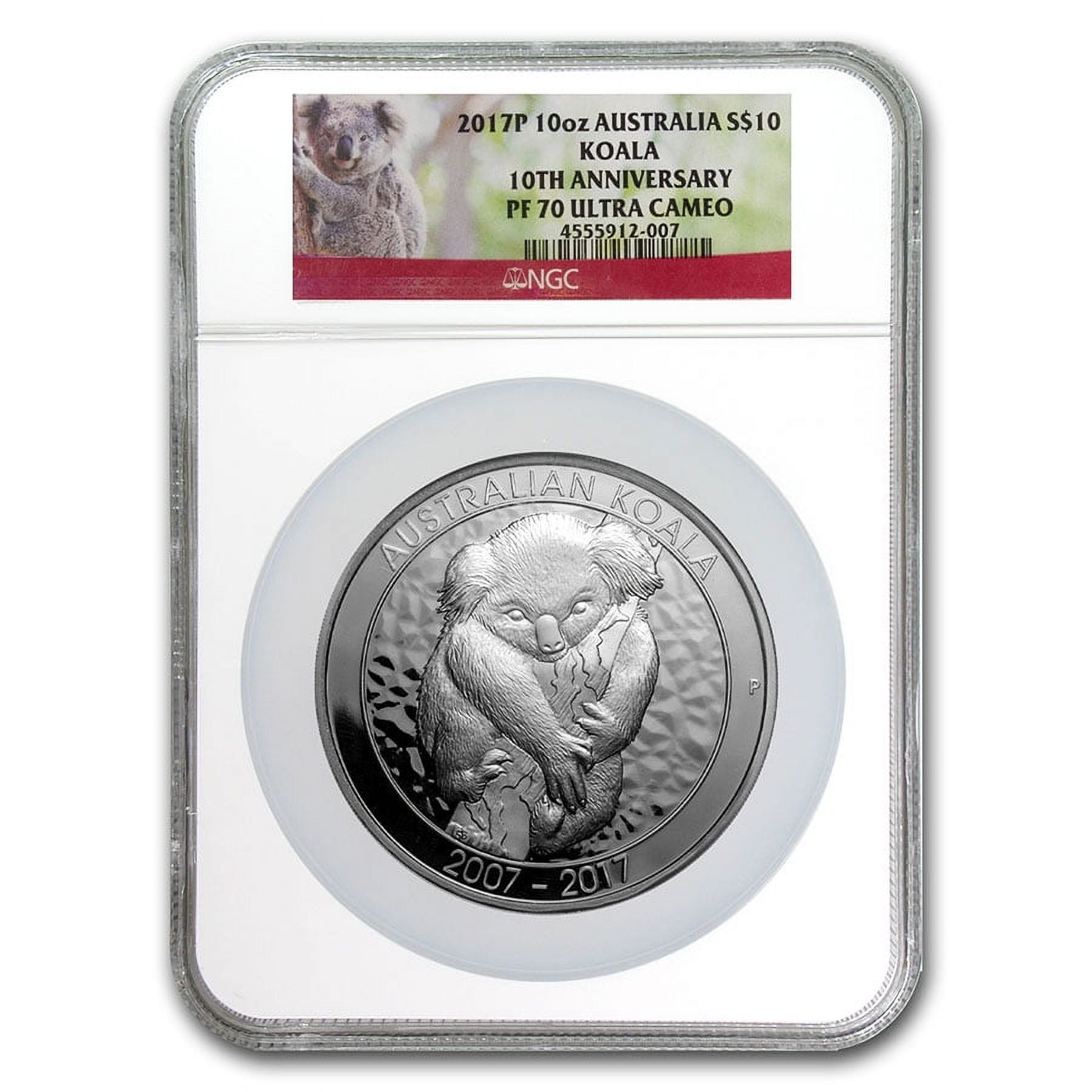 Perth Mint, 2017 10 oz Silver Koala Coin, PF-70 NGC, 10th