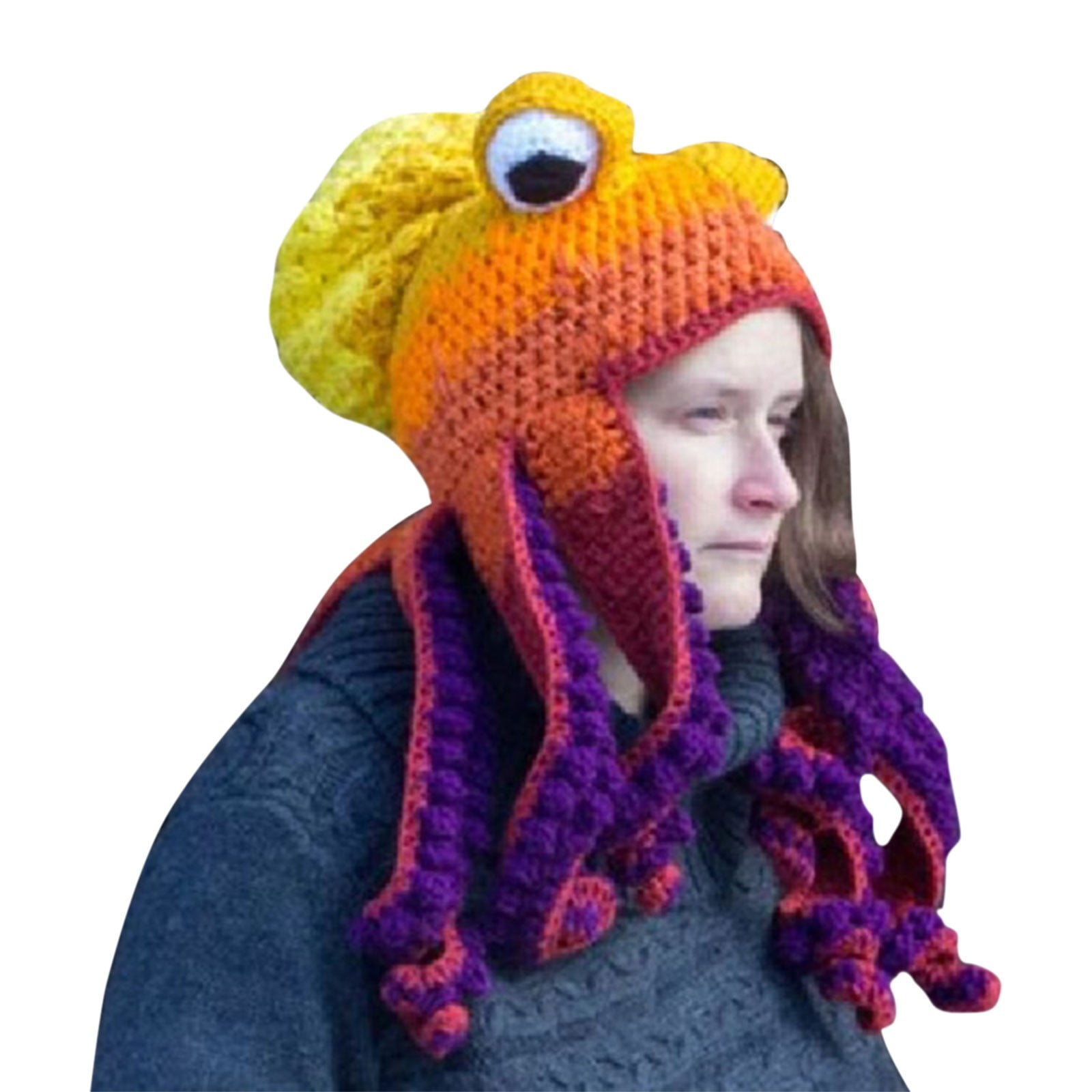 Ogiraw Winter Hat Adult Party Tricky Funny Head Cover Crochet Yarn