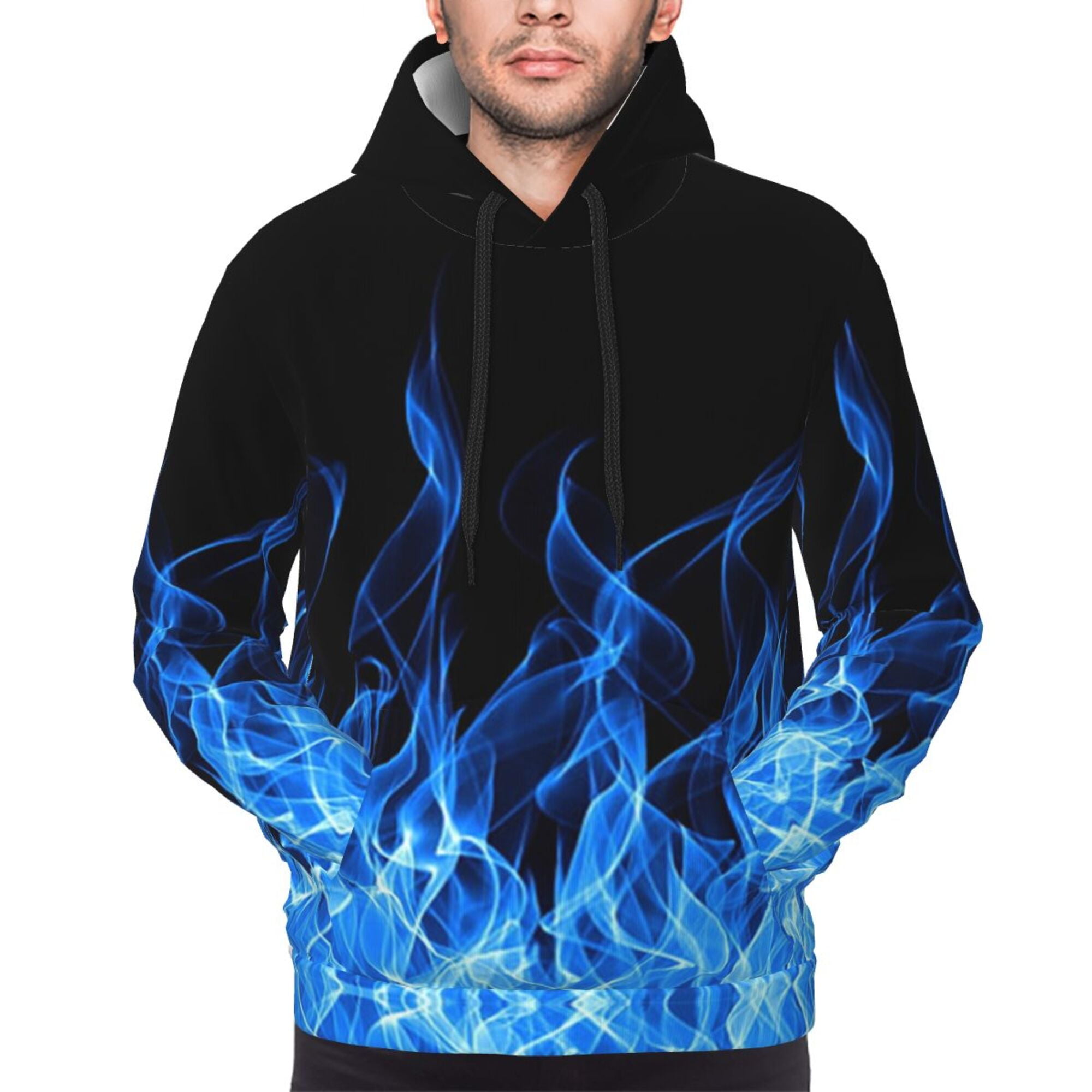 Unisex Colorful Graphic fire blue flame Pullover Hoodie 3D Print