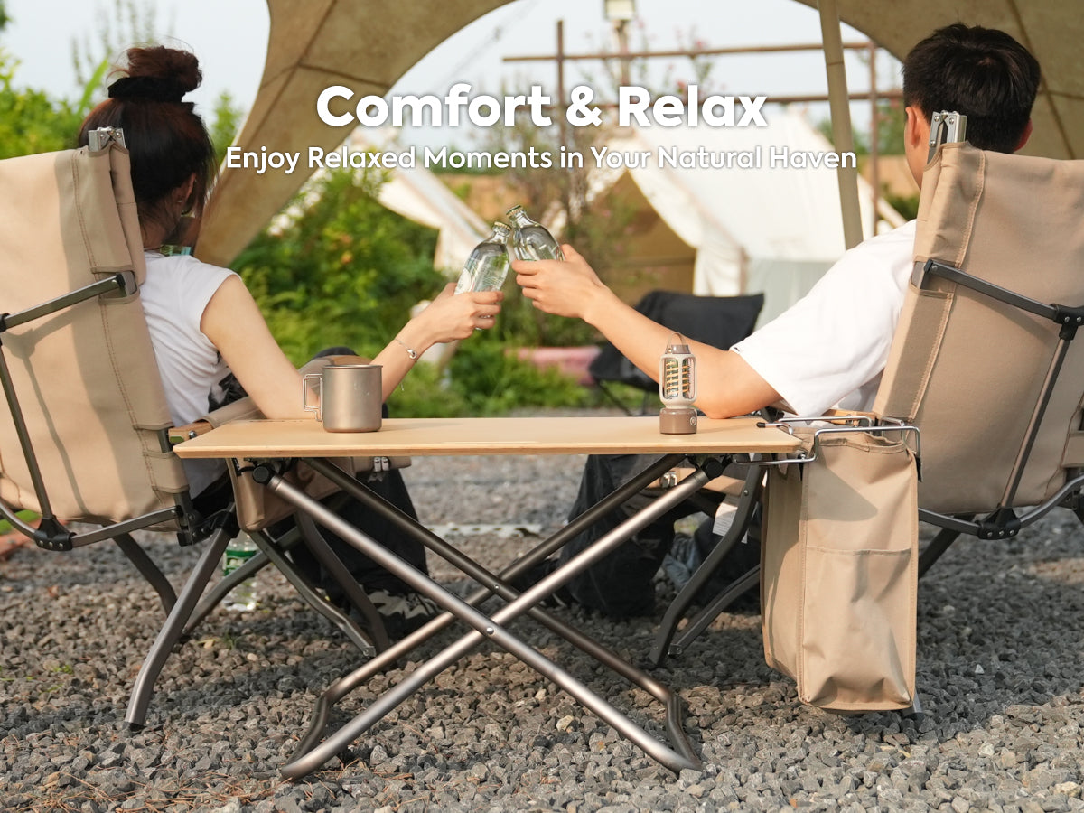 New! Portable Folding Bamboo Camping Table with Storage Bag