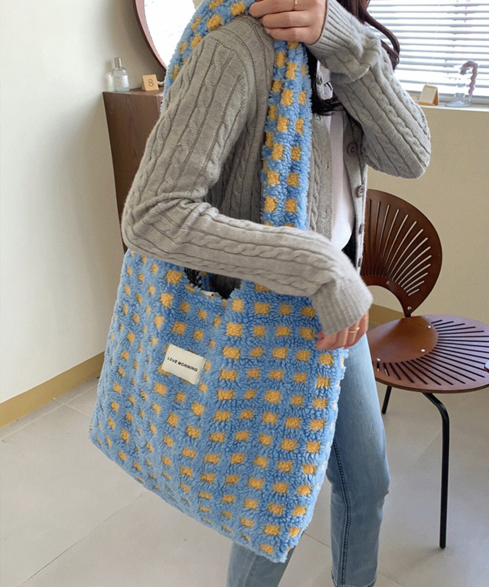 ボアトートバッグ チェック柄 大容量 | ミニミニストア(miniministore