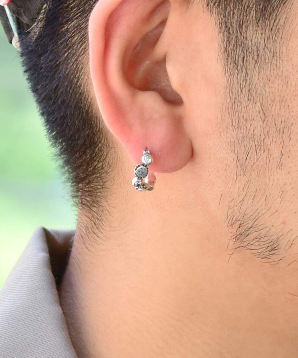 LH T.H.R LEO シャープフープピアス/クリアジルコニア/右耳用/シルバー