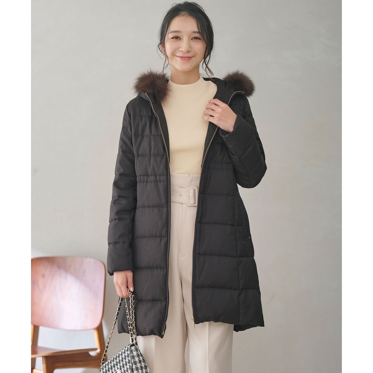 撥水・洗える】リッチファーフードロング ダウン | エニィスィス(ANY