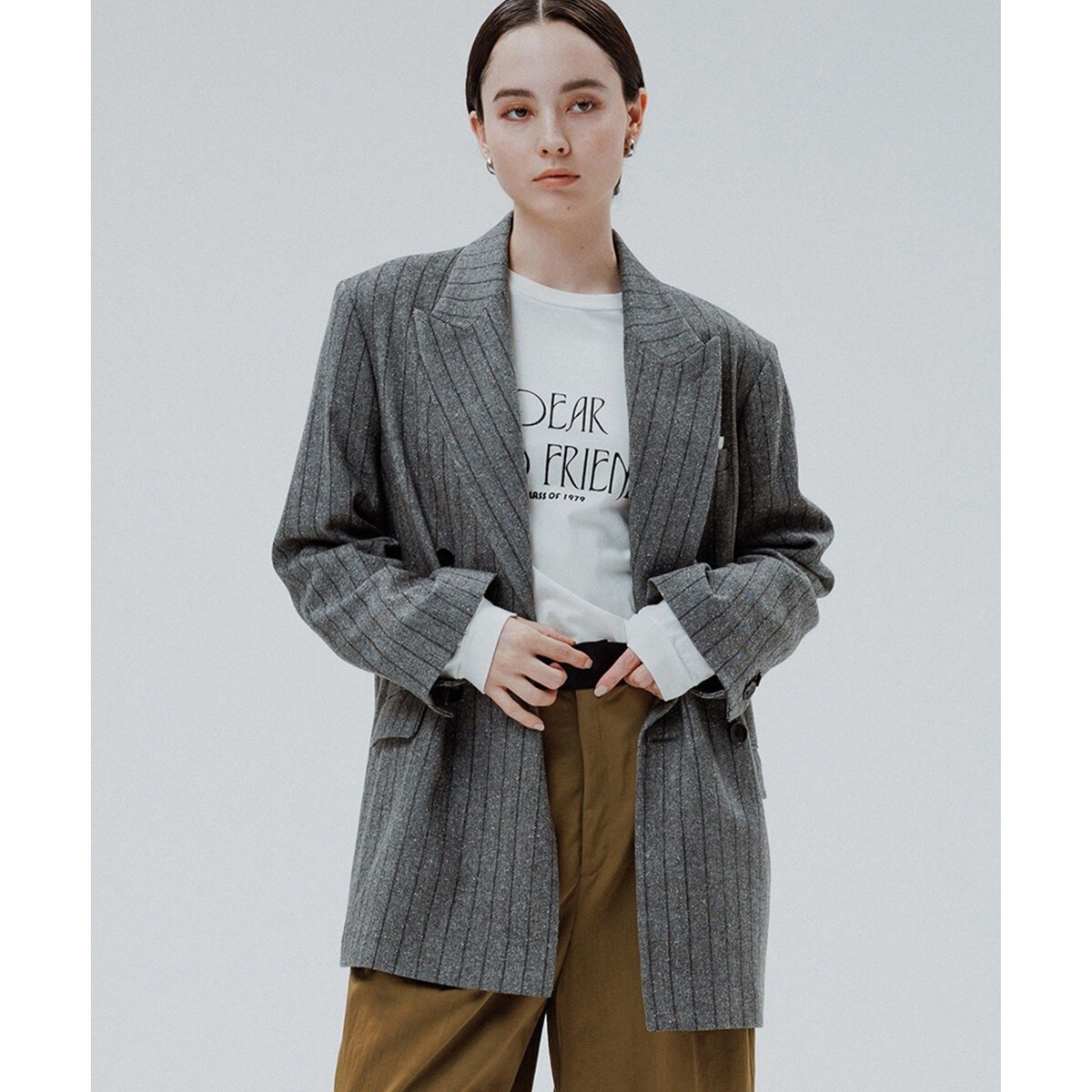 ダブルブレストツイード＆チェックジャケット | アダムエロペ(ADAM ET