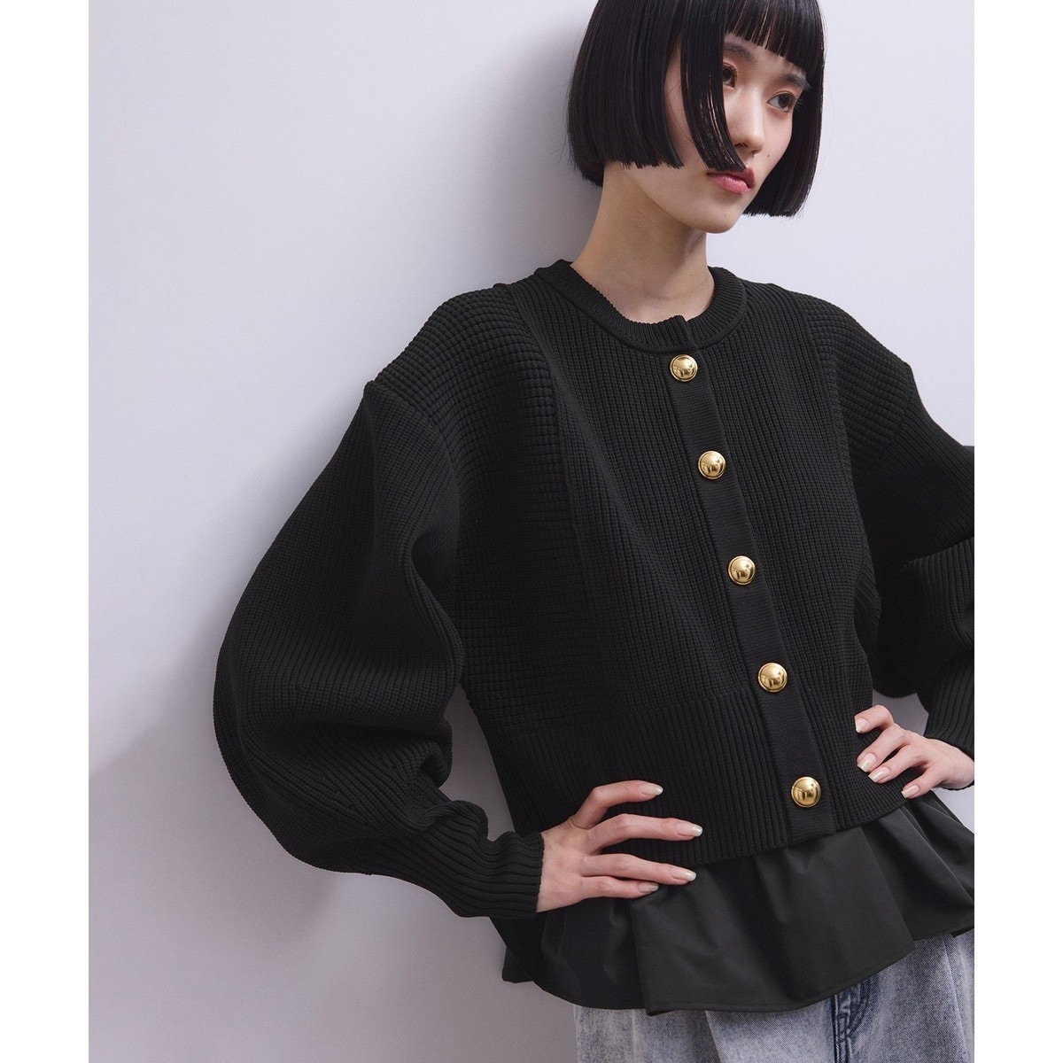 WEB限定】ペプラムコンビニットカーディガン | アダムエロペ(ADAM ET