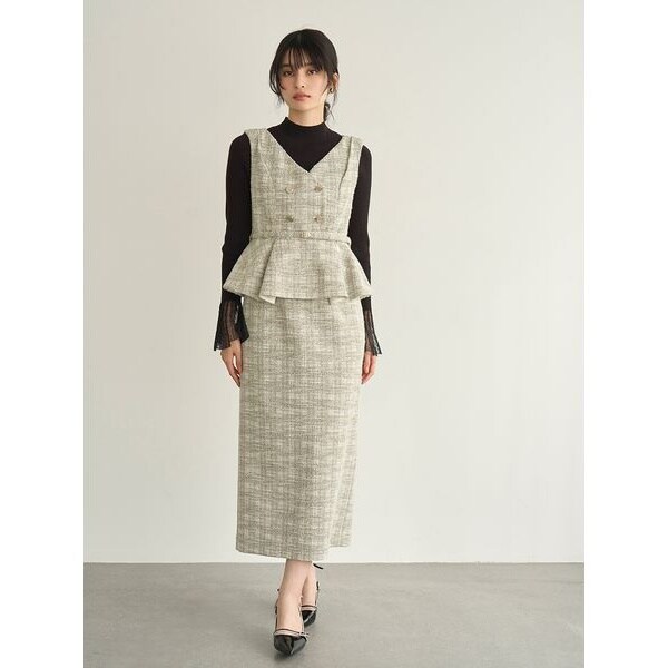 ダブル釦ツイードペプラムワンピース | リリーブラウン(LILY BROWN