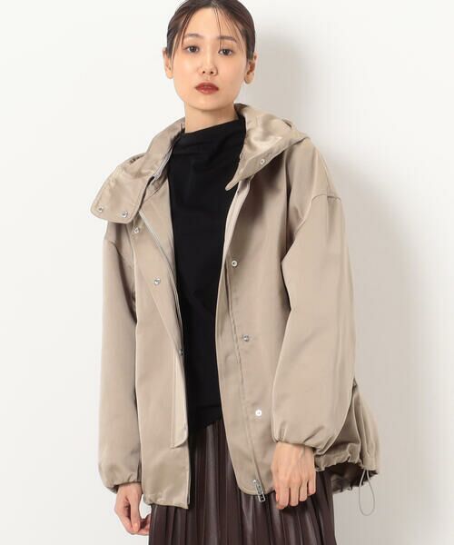 セール】 〔 +サイズ 〕 二重織サテン フード付きブルゾン （その他
