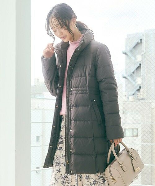 セール】 【撥水・洗える】美シルエットスタンドロング ダウン