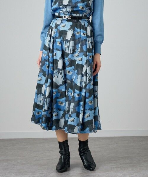 セール】 ペイントフラワープリントイレギュラー スカート （ロング