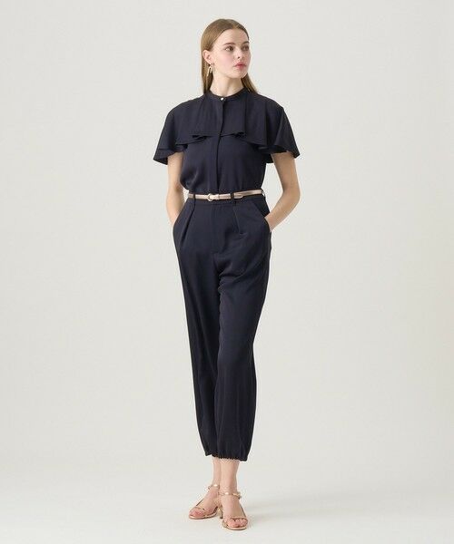 セール】 ストレッチサテンケープブラウス （シャツ・ブラウス