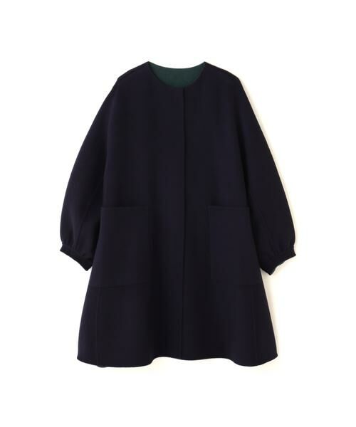 ◇カシミヤ混2TONEリバーノーカラーコート （アウター）｜ADORE