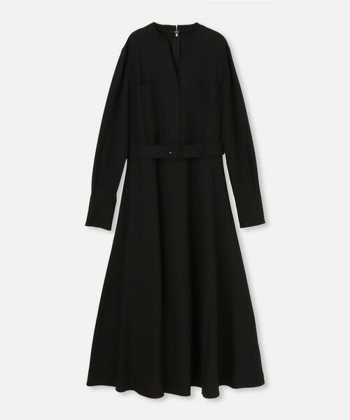 セール】 梳毛調ポリエステルスラッシュネックワンピース （ドレス