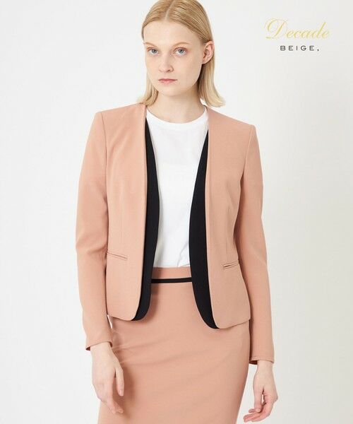 CINDY / ダブルカラージャケット （ノーカラージャケット）｜BEIGE