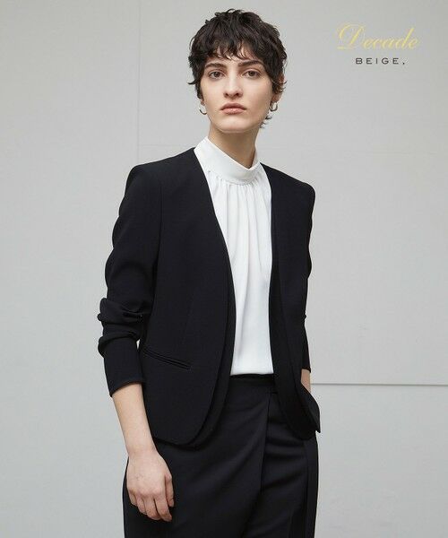 CINDY / ダブルカラージャケット （ノーカラージャケット）｜BEIGE