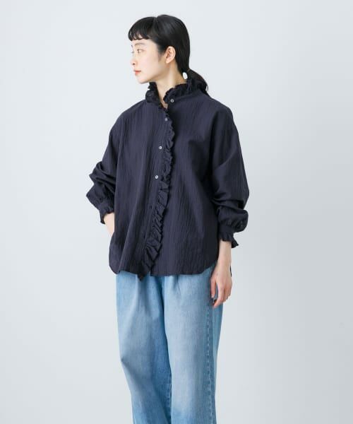 コットンリネンフリルカラーシャツ （シャツ・ブラウス）｜＊＊かぐれ