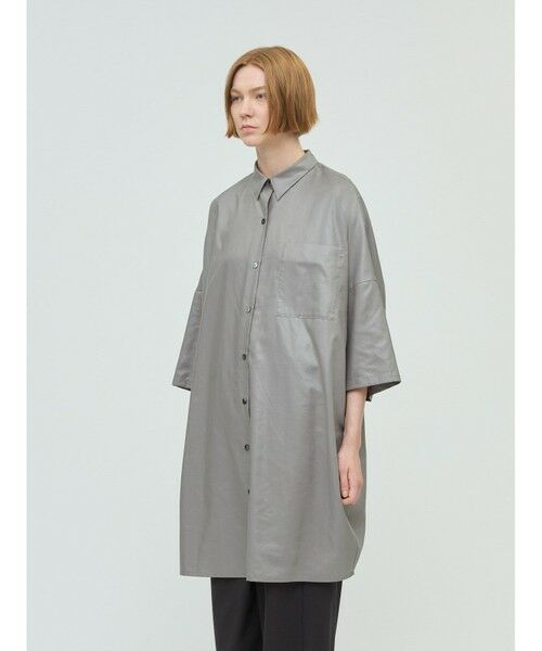 セール】 mizuiro ind グロッシーワイドハーフスリーブシャツ