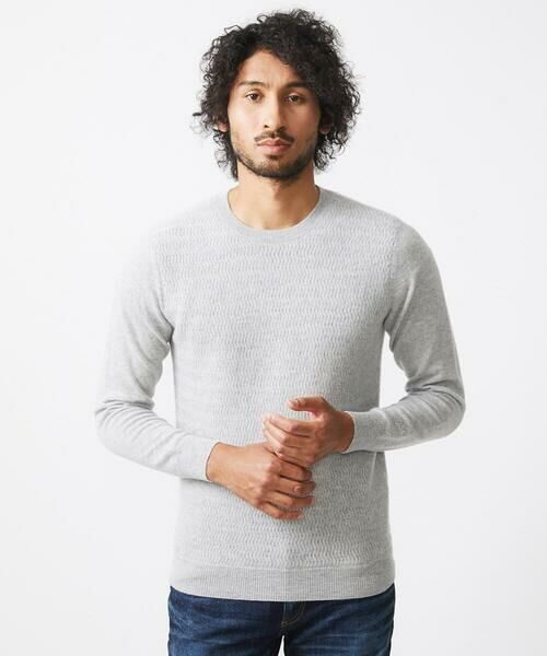 セール】 ウェーブ柄カシミヤクルーネックニット （ニット・セーター