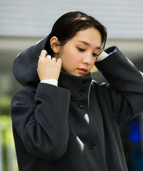 Super100sウール ミドル丈フーデットコート （その他アウター）｜MK