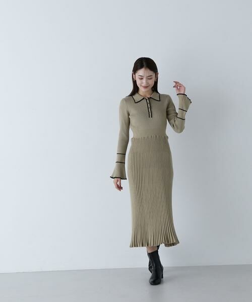 セール】 ポロバイカラーニットワンピース （ワンピース