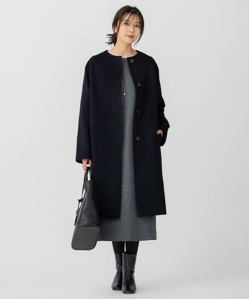 セール】 ウールカシミヤビーバー ノーカラー コート （その他アウター