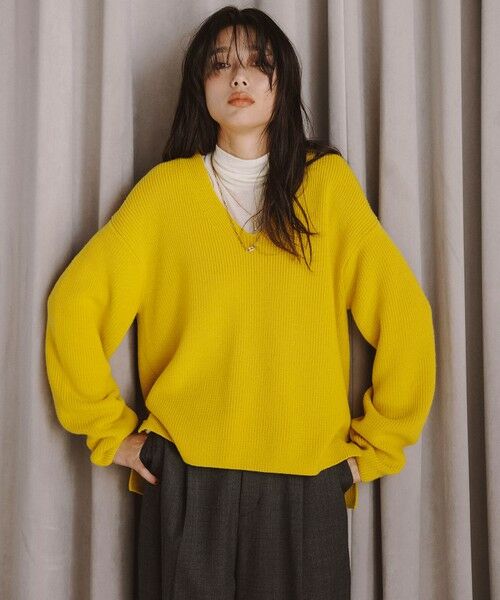 セール】 【洗える】ウールミドルゲージ Vネック ニット （ニット
