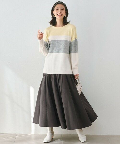 セール】 【Oggi1月号掲載/洗える】ウールカシミヤ カラーブロック