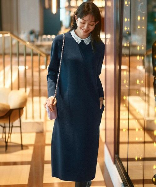 洗える】ヴィスコースストレッチ エンブロイダリー ワンピース （ミニ