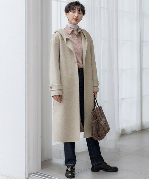 滝沢眞規子さん着用/VERY掲載】MANTECOPureリバー フード ロングコート